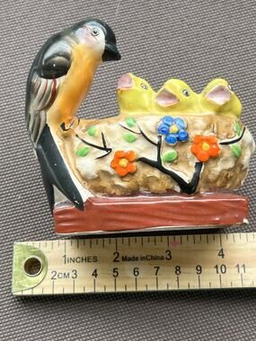 Vintage 1940s "Made in Occupied Japan" Bird & Flower Ceramic Planter